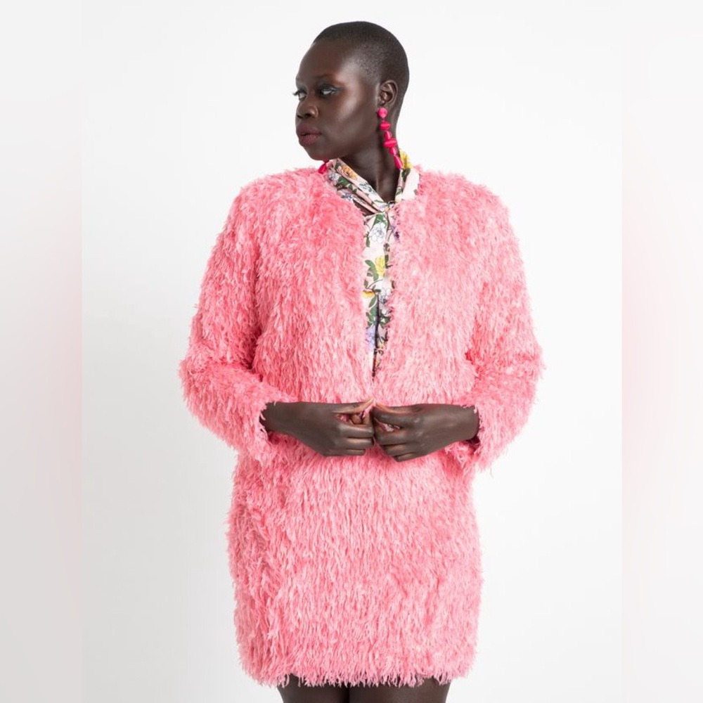 NWT Eloquii Pink Fuzzy Faux Fur Skirt Set Size 22/26